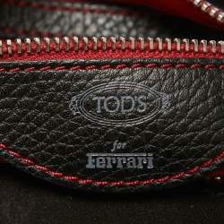 Tod's by Ferrari Black/Red Leather and Suede Micky Hobo
