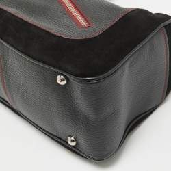 Tod's by Ferrari Black/Red Leather and Suede Micky Hobo