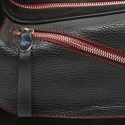 Tod's by Ferrari Black/Red Leather and Suede Micky Hobo