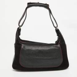 Tod's by Ferrari Black/Red Leather and Suede Micky Hobo