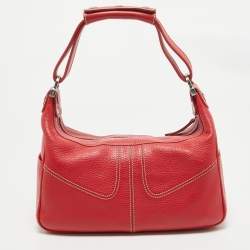 Tod's Red Leather Milky Hobo
