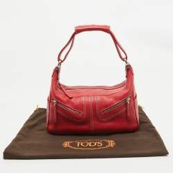 Tod's Red Leather Milky Hobo