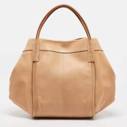 Tod's Tan Leather Large Media Tote