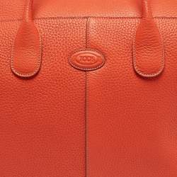 Pre Owned Tod's Orange Leather DBS Media Shopper Tote