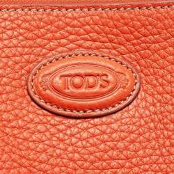 Pre Owned Tod's Orange Leather DBS Media Shopper Tote