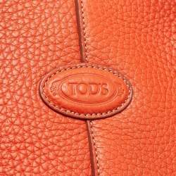 Pre Owned Tod's Orange Leather DBS Media Shopper Tote