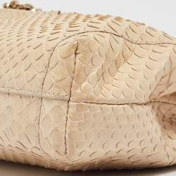 Tod's Light Beige Snake Triple Zip Chain Clutch