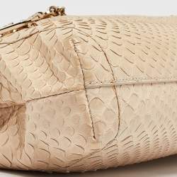 Tod's Light Beige Snake Triple Zip Chain Clutch