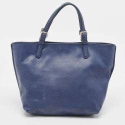 Tod's Navy Blue Leather Toronto Shopper Tote