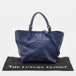 Tod's Navy Blue Leather Toronto Shopper Tote