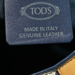 Tod's Navy Blue Leather Stripe Tote