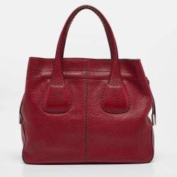Pre Owned Tod's Red Leather Restyling D Bag Media Tote