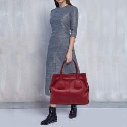 Pre Owned Tod's Red Leather Restyling D Bag Media Tote