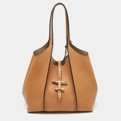 Pre Owned Tod's Brown Leather T Timeless Shopper Tote