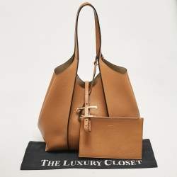Pre Owned Tod's Brown Leather T Timeless Shopper Tote