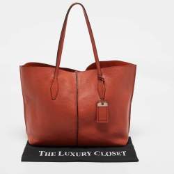 Tod's Orange Leather Medium Joy Shopper Tote
