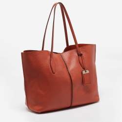 Tod's Orange Leather Medium Joy Shopper Tote