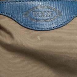 Pre Owned Tod's Blue Leather  Studded Lock Flap Shoulder Bag  