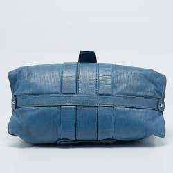 Pre Owned Tod's Blue Leather  Studded Lock Flap Shoulder Bag  