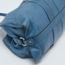 Pre Owned Tod's Blue Leather  Studded Lock Flap Shoulder Bag  