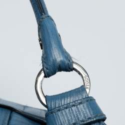 Pre Owned Tod's Blue Leather  Studded Lock Flap Shoulder Bag  