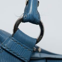 Pre Owned Tod's Blue Leather  Studded Lock Flap Shoulder Bag  