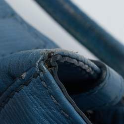 Pre Owned Tod's Blue Leather  Studded Lock Flap Shoulder Bag  