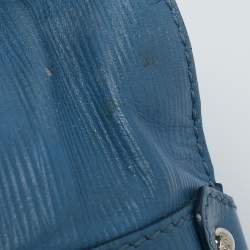 Pre Owned Tod's Blue Leather  Studded Lock Flap Shoulder Bag  