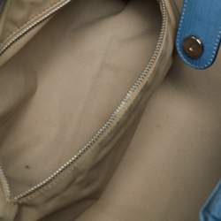 Pre Owned Tod's Blue Leather  Studded Lock Flap Shoulder Bag  