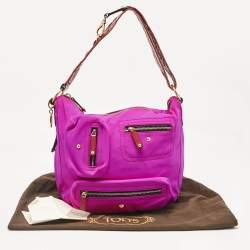 Tod's Purple/Old Rose Neoprene and Patent Leather Multiple Pocket Expandable Hobo