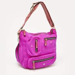 Tod's Purple/Old Rose Neoprene and Patent Leather Multiple Pocket Expandable Hobo