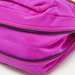 Tod's Purple/Old Rose Neoprene and Patent Leather Multiple Pocket Expandable Hobo