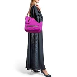 Tod's Purple/Old Rose Neoprene and Patent Leather Multiple Pocket Expandable Hobo
