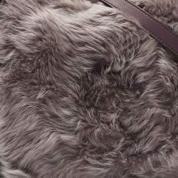 Tod's Purple/Grey Fur, Suede and Leather Buckle Hobo