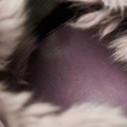Tod's Purple/Grey Fur, Suede and Leather Buckle Hobo