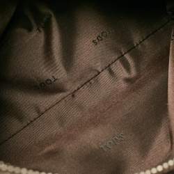 Tod's Dark Brown Coated Canvas and Crackled Patent Leather Side Buckle Hobo