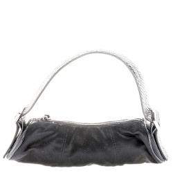 Tod's Black Canvas and Python Pochette Bag