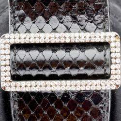 Tod's Black Canvas and Python Pochette Bag