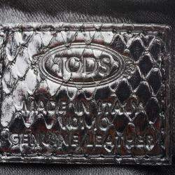 Tod's Black Canvas and Python Pochette Bag