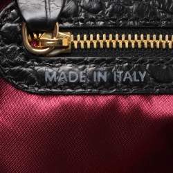 Tod's Black Calf Hair and Croc Embossed Leather D Bag