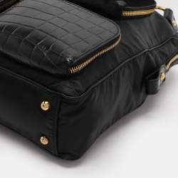 Tod's Black Calf Hair and Croc Embossed Leather D Bag
