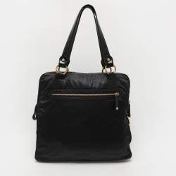 Tod's Black Calf Hair and Croc Embossed Leather D Bag