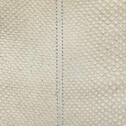 Tod's Light Grey Shimmer Lizard New Girelli Chain Clutch