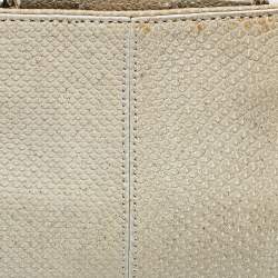 Tod's Light Grey Shimmer Lizard New Girelli Chain Clutch