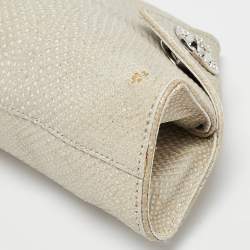 Tod's Light Grey Shimmer Lizard New Girelli Chain Clutch