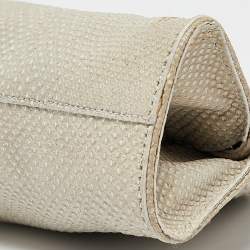 Tod's Light Grey Shimmer Lizard New Girelli Chain Clutch