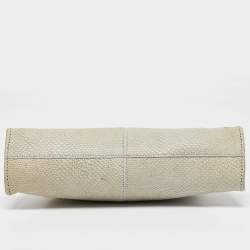 Tod's Light Grey Shimmer Lizard New Girelli Chain Clutch