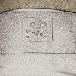 Tod's Light Grey Shimmer Lizard New Girelli Chain Clutch