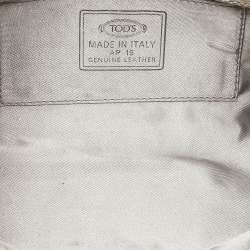 Tod's Light Grey Shimmer Lizard New Girelli Chain Clutch