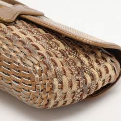 Tod's Gold/Beige Woven Leather Shoulder Bag